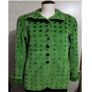 Quadrille Womens Green Velvet Blazer Jacket Coat